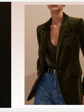Women's Double-Breasted Olive Blazer with Gold Buttons